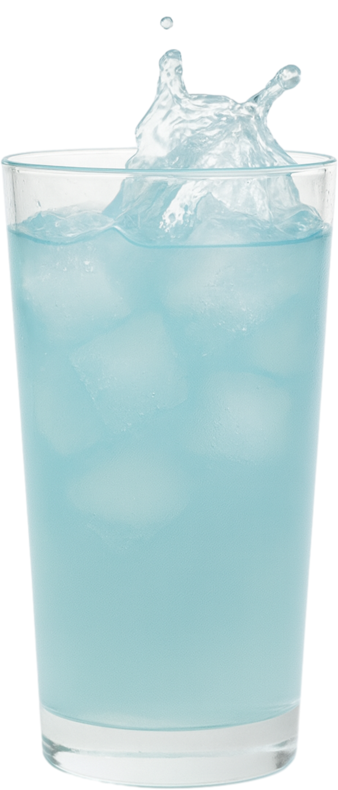 Glass of blue protein water over ice